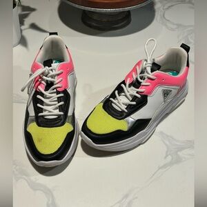 Guess lace up sneakers size, 8 color: white:with pink,green,black detail.